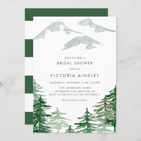 Watercolor Forest Winter Woodland Bridal Shower Invitations