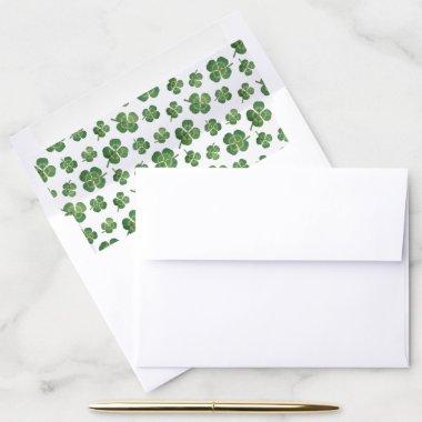 Watercolor Four Leaf Clover Green  Envelope Liner