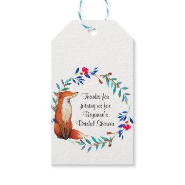 Watercolor Fox & Wreath Bridal Shower Wine Label