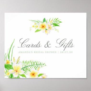Watercolor Frangipanis Bridal Shower Invitations & Gift Poster