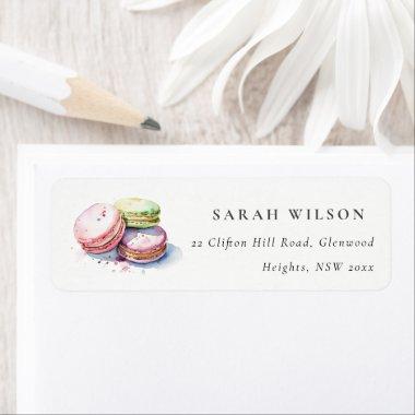 Watercolor French Macarons Bakery Address Label