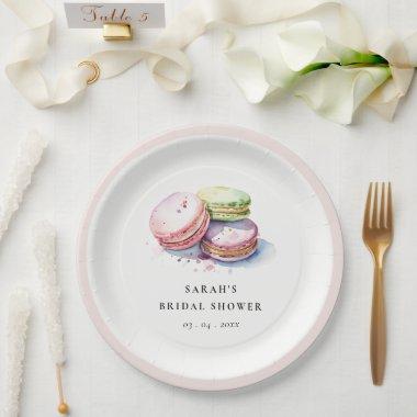 Watercolor French Macarons Bakery  Paper Plates