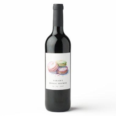 Watercolor French Macarons Bakery  Wine Label