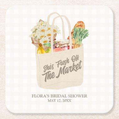 Watercolor Fresh Off the Market  Square Paper Coaster