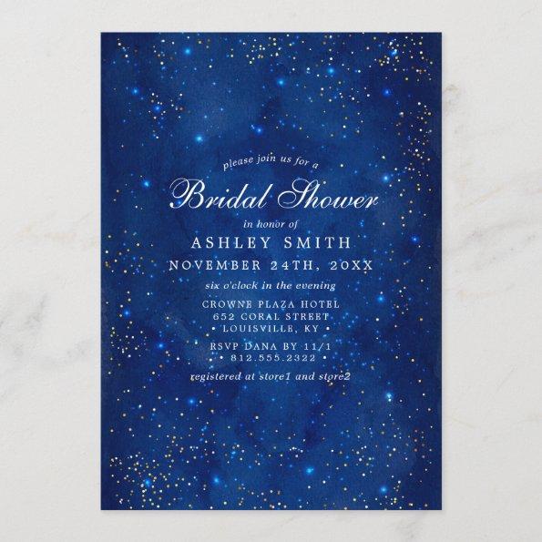 Watercolor Galaxy Cosmic Stars Bridal Shower Invitations