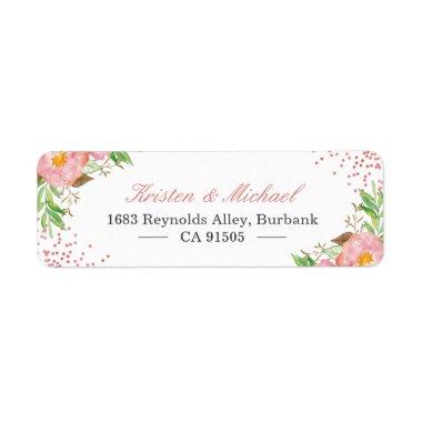 Watercolor Garden Botanical Blush Pink Floral Label