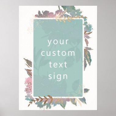 Watercolor Garden Framed Custom Text Wedding Sign