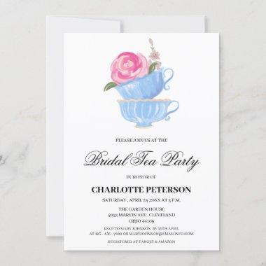 Watercolor Garden Tea Party Bridal Shower Invitations