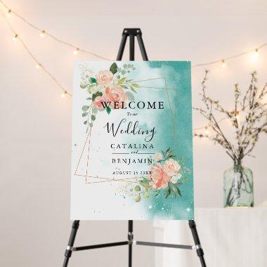 Watercolor Geometric Blush Pink Floral Foam Board