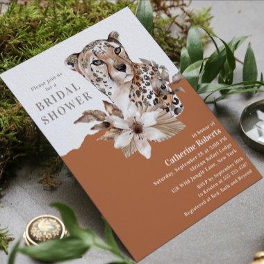 Watercolor Glitter Floral Leopard Bridal Shower In Invitations