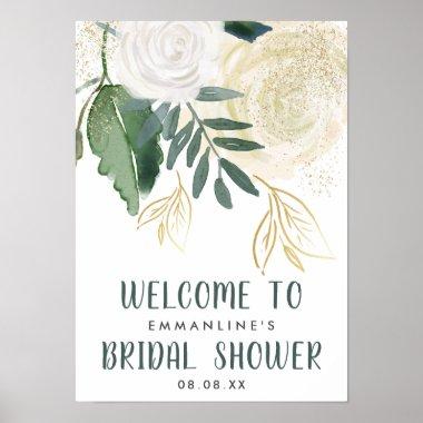 Watercolor & Glitter Roses Bridal Show Welcome Poster