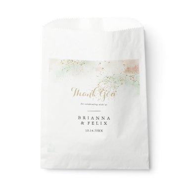 Watercolor Gold Confetti Thank You Wedding Favor Bag