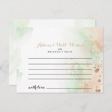 Watercolor Gold Confetti Wedding Advice Card