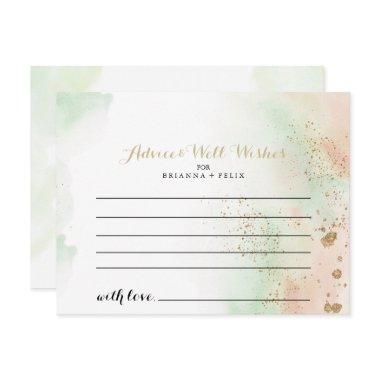 Watercolor Gold Confetti Wedding Advice Card