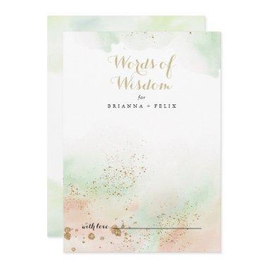 Watercolor Gold Confetti Wedding Words of Wisdom  Advice Card