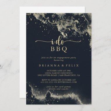 Watercolor Gold Splash I Do BBQ Engagement Party Invitations