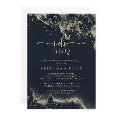 Watercolor Gold Splash I Do BBQ Engagement Party