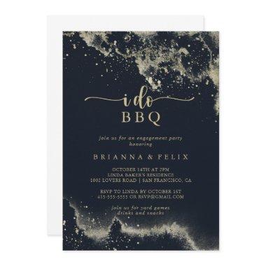 Watercolor Gold Splash I Do BBQ Engagement Party Invitations