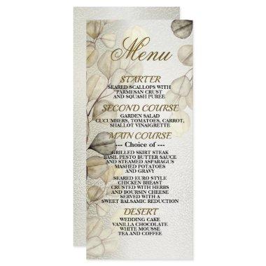Watercolor Golden Eucalyptus Foliage Shiny Elegant Menu