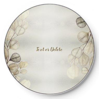 Watercolor Golden Eucalyptus Foliage Shiny Elegant Wireless Charger