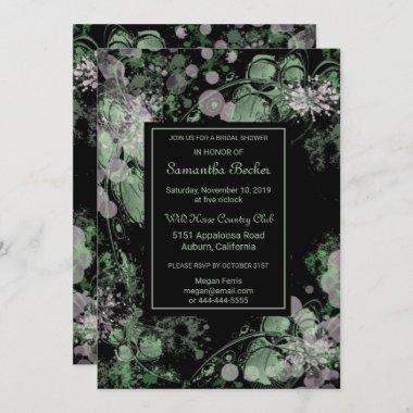 Watercolor Green and Pink Botanical Bridal Shower Invitations