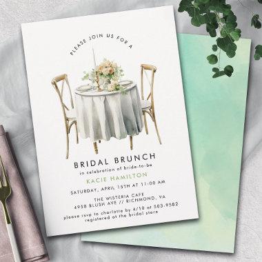 Watercolor Green | Cute Modern Bridal Brunch Invitations