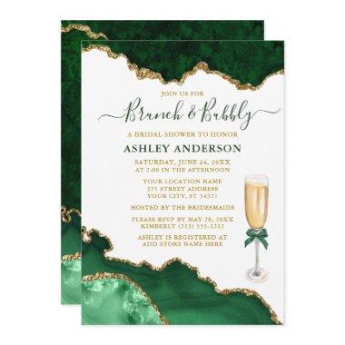 Watercolor Green Gold Marble Geode Bridal Brunch