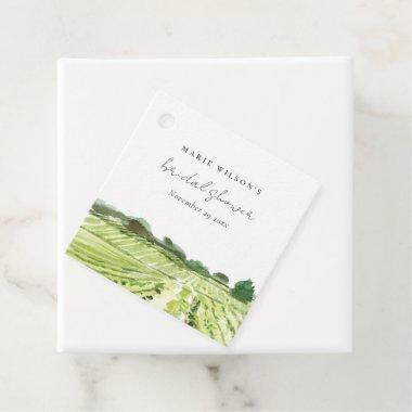 Watercolor Green Winery Vineyard Bridal Shower Favor Tags