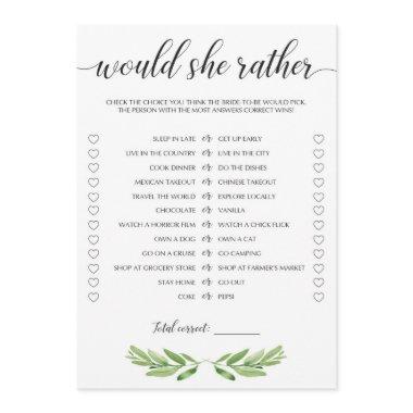 Watercolor Greenery and White  Game