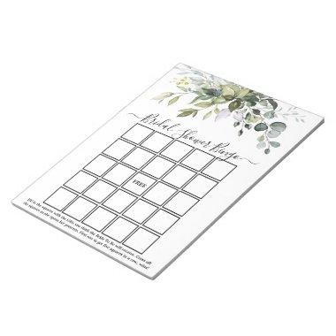 Watercolor Greenery Bridal Shower Bingo Notepad