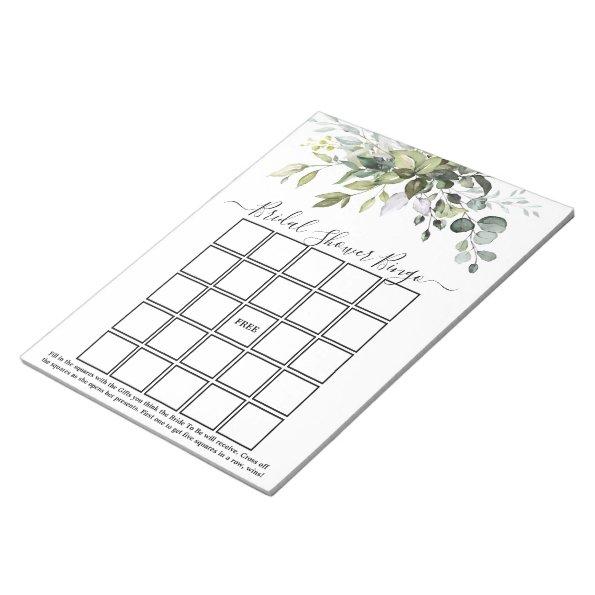 Watercolor Greenery Bridal Shower Bingo Notepad