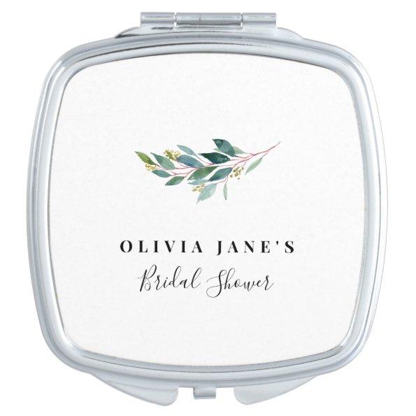 Watercolor Greenery Bridal Shower Compact Mirror