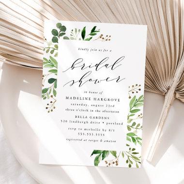 Watercolor Greenery Bridal Shower Invitations