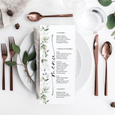 Watercolor Greenery Double Sided Wedding Menu