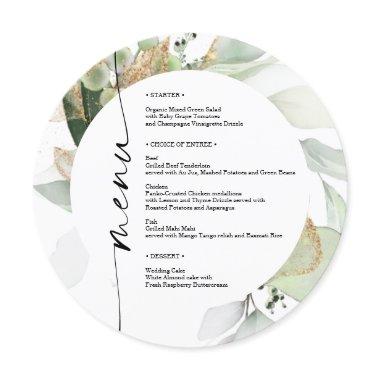 Watercolor Greenery Double Sided Wedding Menu