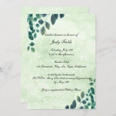 Watercolor Greenery Eucalyptus Leave Bridal Shower Invitations
