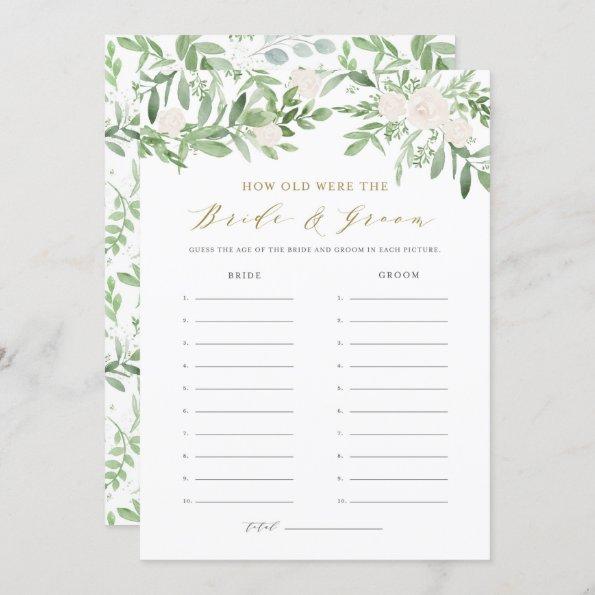 Watercolor Greenery Floral Guess the Age Game Invitations