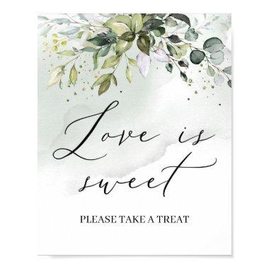 Watercolor greenery foliage love is sweet sign