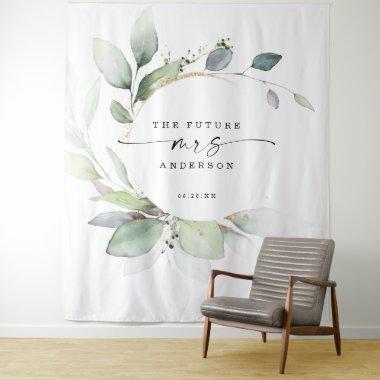 Watercolor Greenery Future Mrs Photo Prop Backdrop