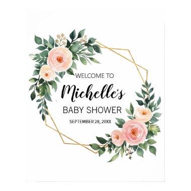 Watercolor Greenery girl baby shower welcome sign