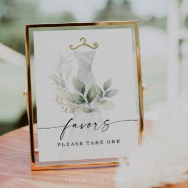 Watercolor Greenery Gold  Favors Sign