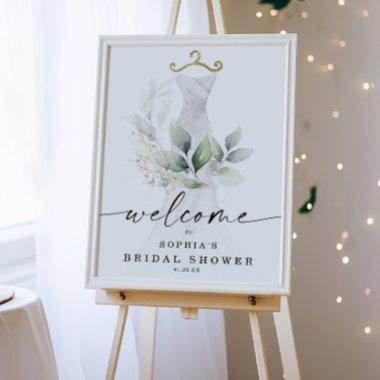 Watercolor Greenery Gold  Welcome Poster