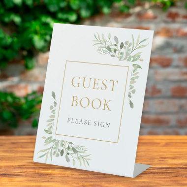 Watercolor Greenery Guest Book Pedestal Sign