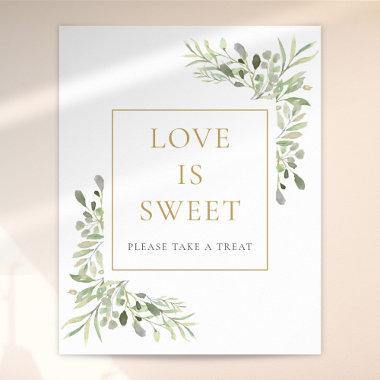 Watercolor Greenery Love Is Sweet Sign