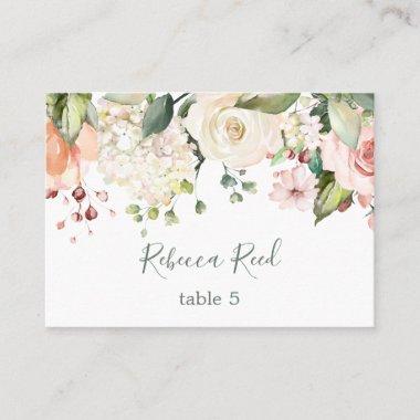 Watercolor greenery, pink roses table place Invitations