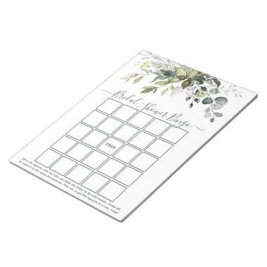 Watercolor Greenery Sage Green Bridal Shower Bingo Notepad