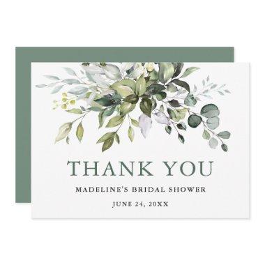 Watercolor Greenery Sage Green  Thank You