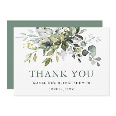 Watercolor Greenery Sage Green Bridal Shower Thank You Invitations