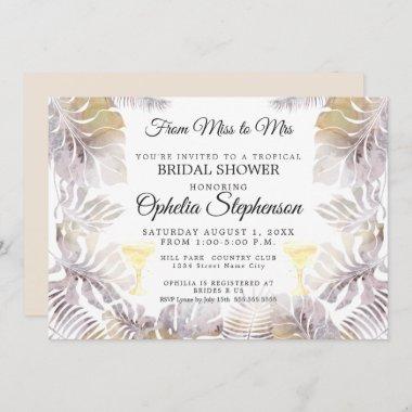 Watercolor Greenery Sandy Gold Bridal Shower Invitations