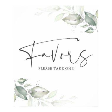 Watercolor Greenery Silver Leaves Favors Sign